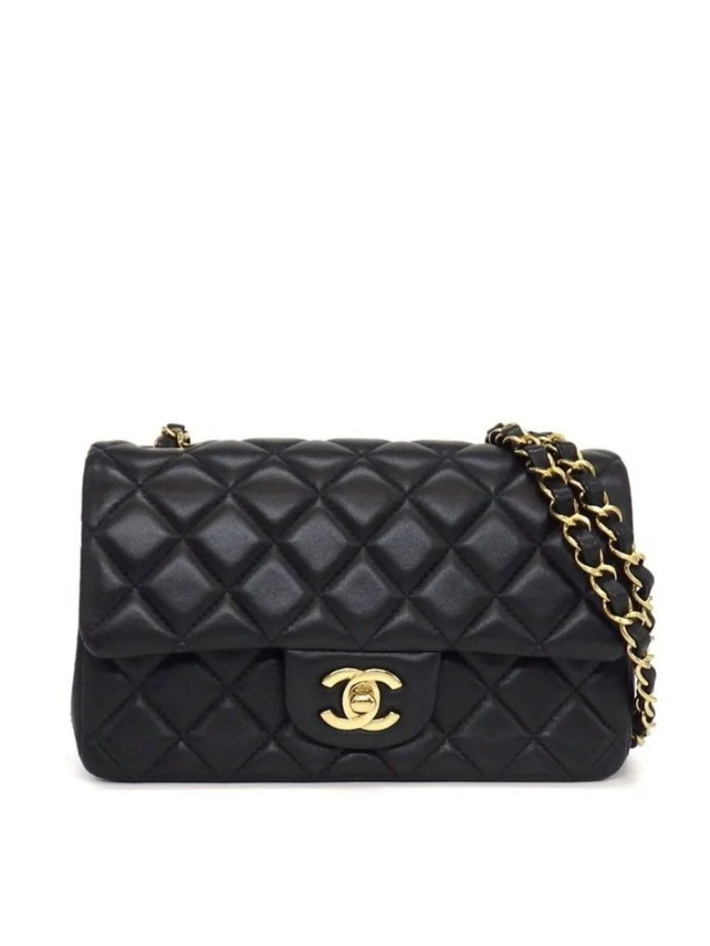 Chanel Shoulder Bag Quilted 20 Mini Classic Black Bordeaux Lambskin
